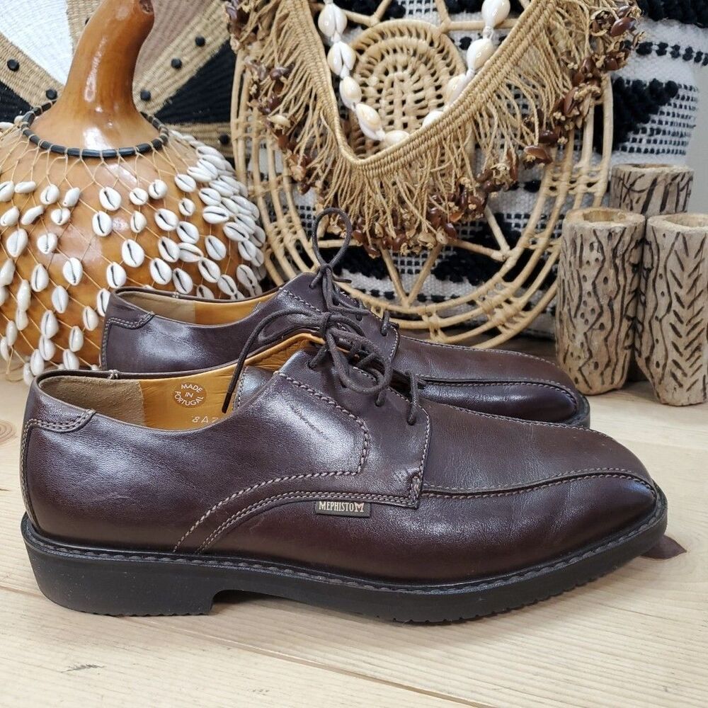 Men's MEPHISTO 'Gaetan' Brown Leather Bicycle Toe Oxfords US 9 EUR 8.5 Career